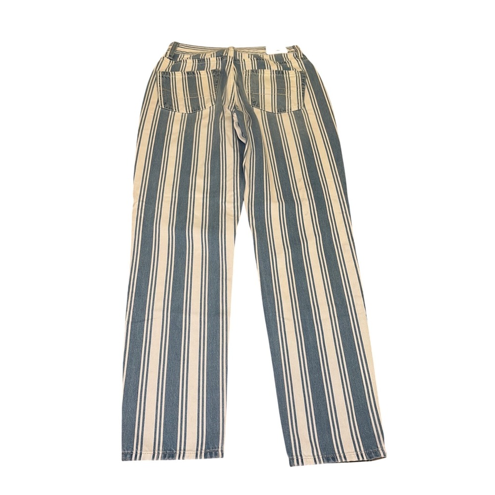 American Eagle Striped Mom Jeans Size 0 Blue White Cotton High Rise Retro Trendy - Picture 10 of 10